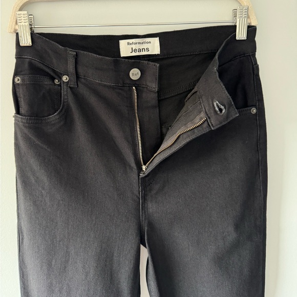 Reformation Jeans High Rise Skinny  Faded Black Destroyed Size 29 - Picture 4 of 16